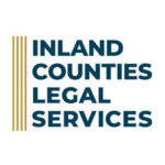 white square with three brown vertical lines with horizontal text in dark blue saying inland county legal services